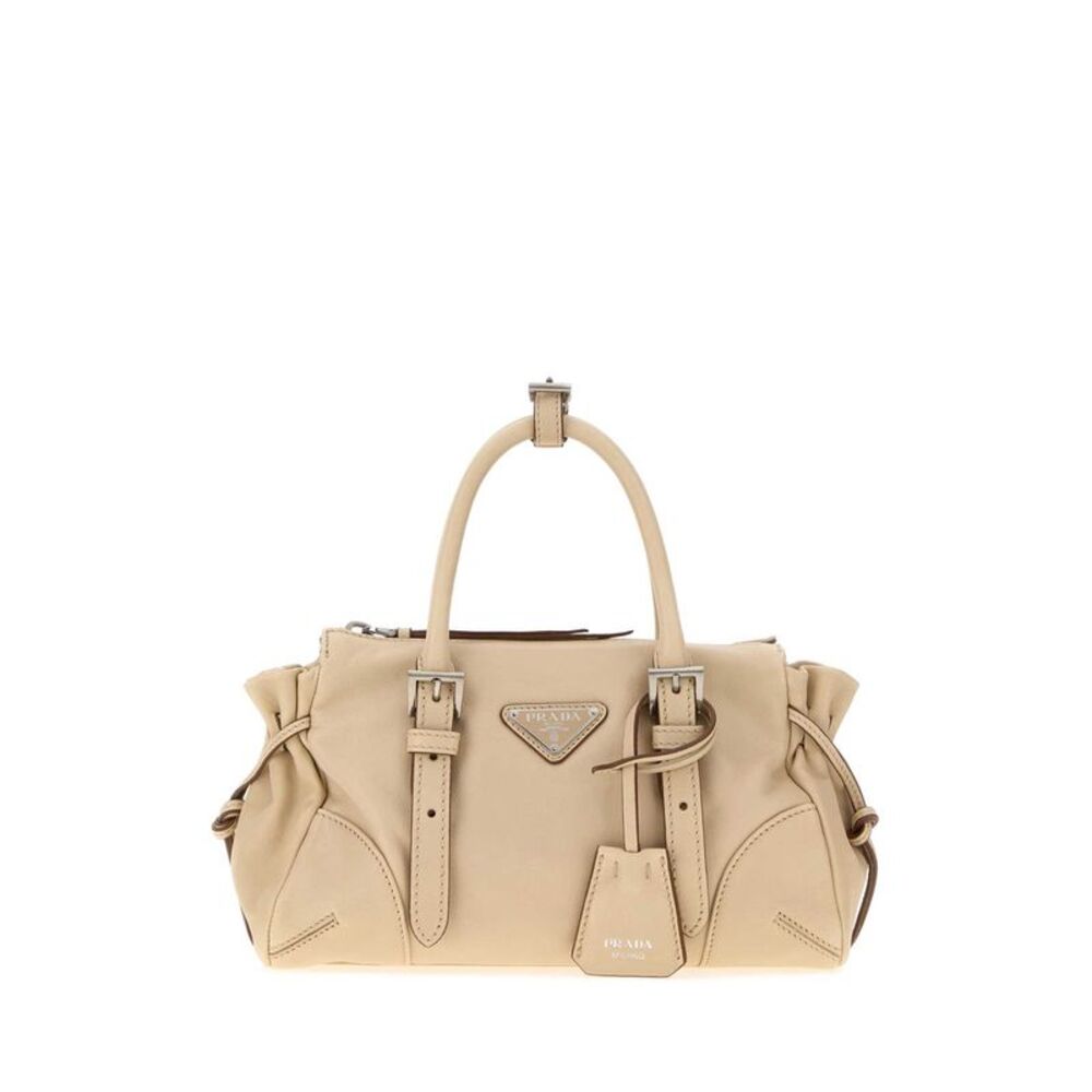 Prada Women Sand Leather Small Prada Karin Handbag